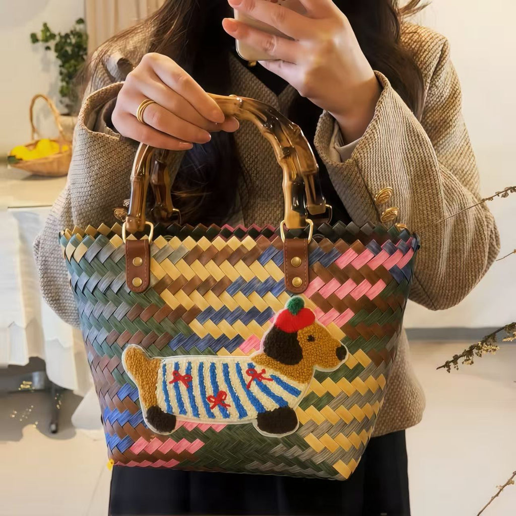 Hand-woven plastic bag