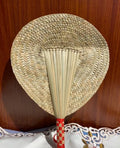 A naturally grown cattail straw fan, hand-woven in a traditional Chinese style. This bamboo fan is an excellent item for keeping cool in the summer, with a retro design and a distinct Chinese aesthetic.