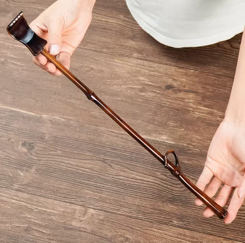 精制竹枝深色手柄痒痒挠摆件