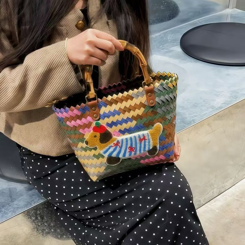 Hand-woven plastic bag