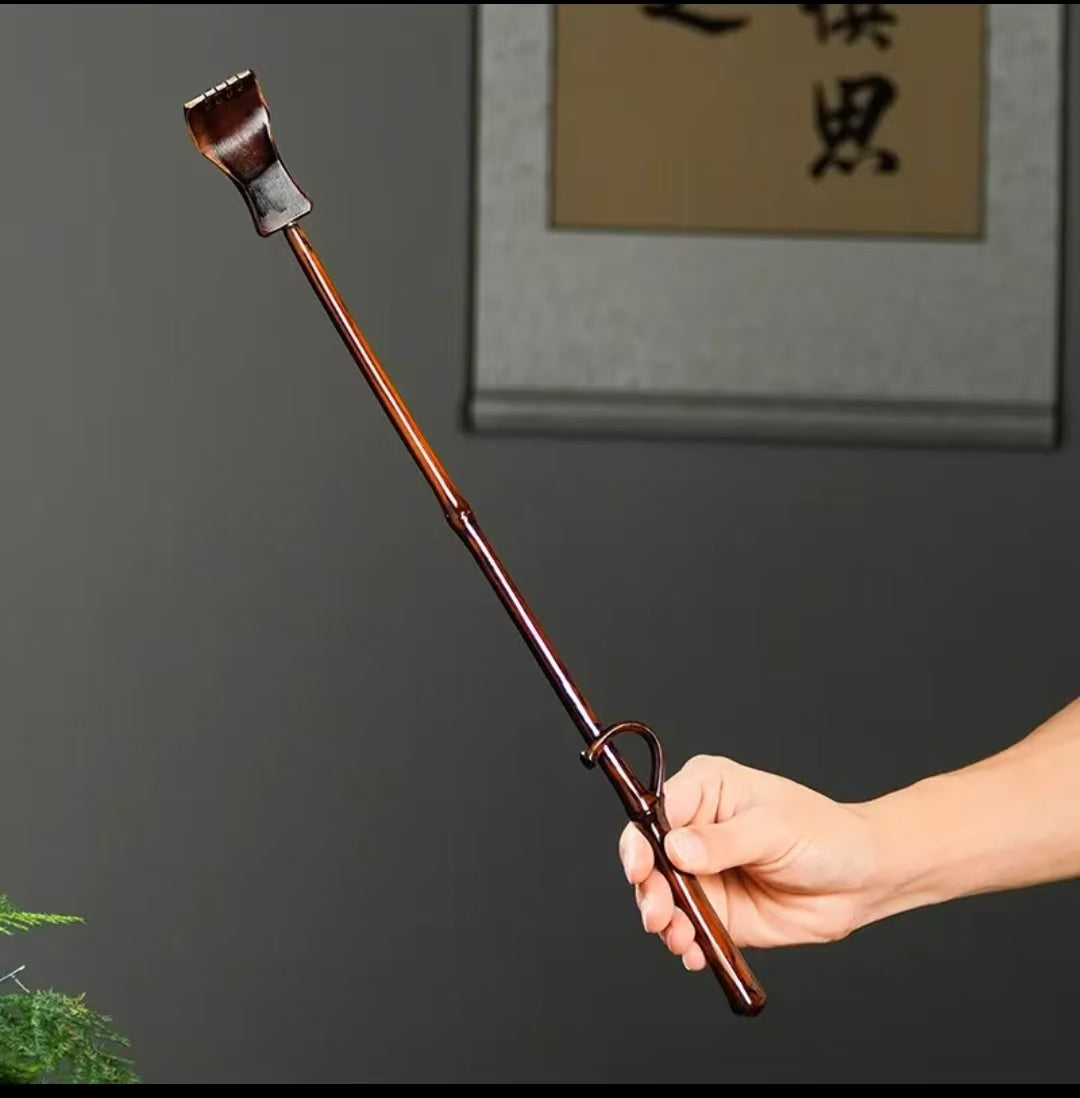 精制竹枝深色手柄痒痒挠摆件