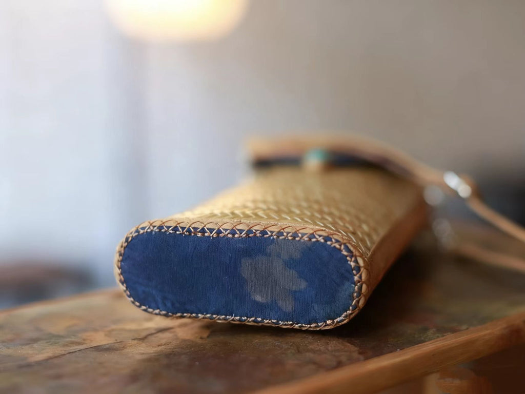 Handmade Bamboo Woven Satin Phone Crossbody